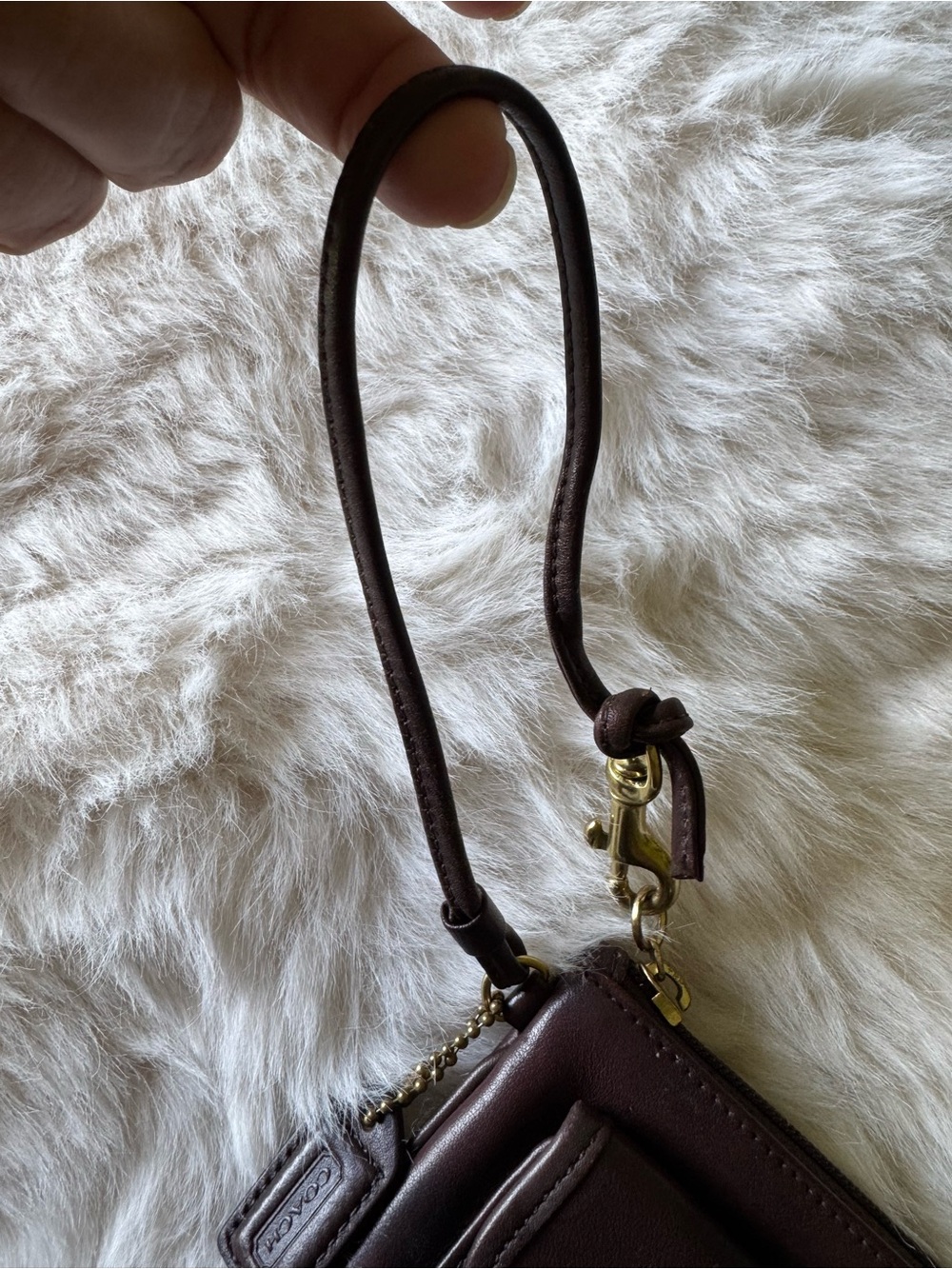 Coach Dark Brown Leather Turnlock Wristlet - Picture 11 of 14